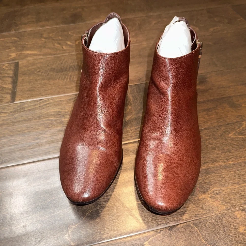Cole Haan Belmont Leather Ankle Boot Chestnut Brown Minimalist Everyday Size 7.5